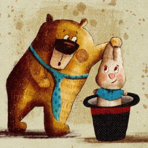 bear pulling a rabbit out of a hat